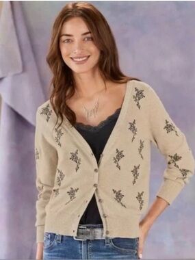 Sundance Meadow Dreams Embroidered Cardigan Sweater | M